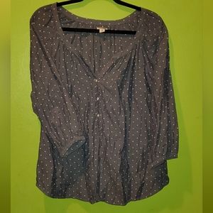 Chambray Polka Dot Top
